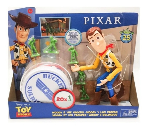 Imagen 2 de 2 de Woody Y Las Tropas Toy Story Figura Articulada + 20 Soldados