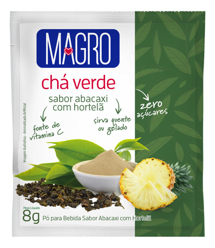 Chá Verde De Abacaxi Com Hortelã Magro 8g Caixa Com 15 Unid.