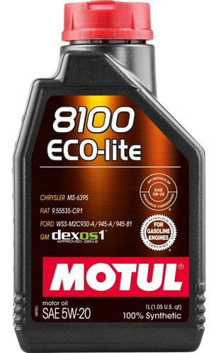 Aceite Motor 5w20 8100 Eco-lite 100% Sintetico 1lt Motul