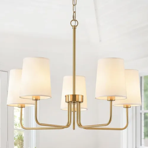 Lustre Luminária Pendente Tecido 5 Braços E14 63cm