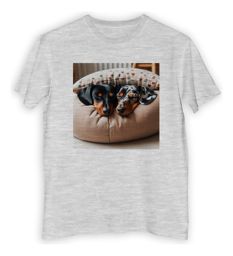 Remera Niño Perro Salchicha Siesta Puff Almohadon