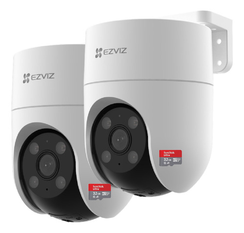 Kit 2 Camaras De Seguridad Ezviz 360 Wifi + Memorias 32gb