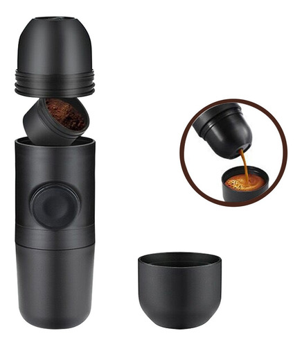 Máquina De Café Manual Negra/70ml Mini Portátil Molido