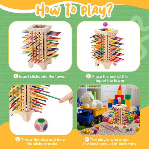 Juego Montessori Relaxgiant Con Torre De Palitos De Madera D