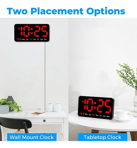 Reloj De Pared U1 Digital, Reloj Digital Led De 9 Pulgadas C