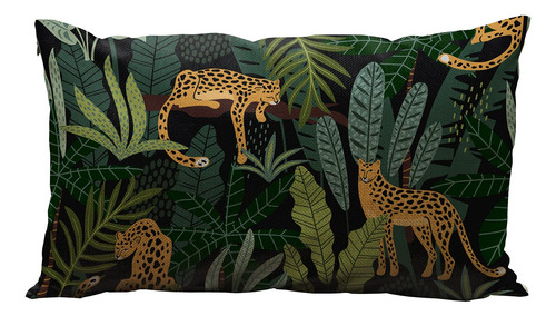 Funda Almohada Leopardo Diseño Hoja Tropical Animal
