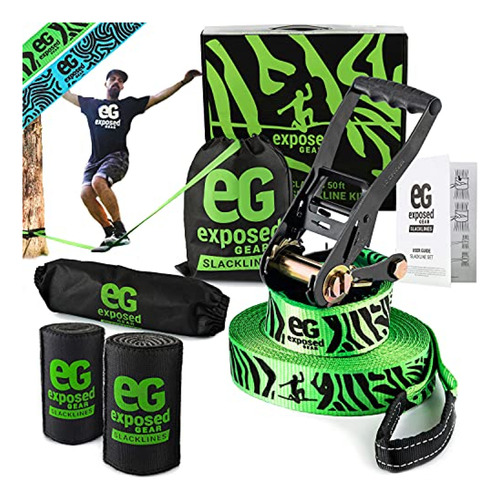 Eg Exposed Gear Slackline Kit Con Protectores De Árboles, Tr