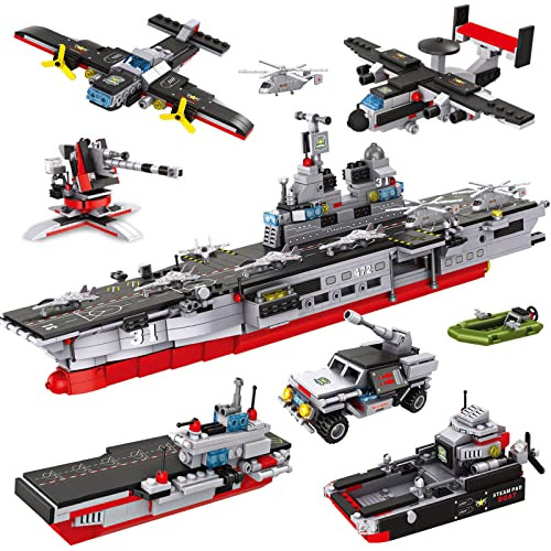 1161 Pieces Aircraft Carrier Building Kit, Military Warship