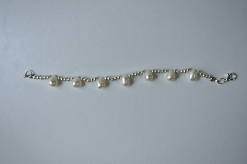 Pulsera Perlas De Río Beige 20 Cm