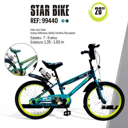 Bicicleta Rin 20 Plt Star Bike Para Niños