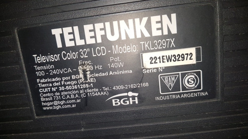 Televisor 32 Telefunken Lcd Exelente No Hago Envios