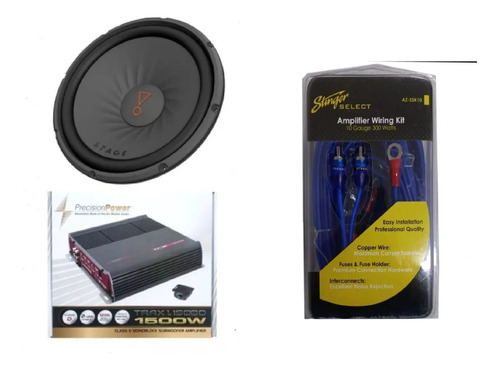 Paquete Amplificador Clase D+1 Subwoofer Jbl+kit De Cables
