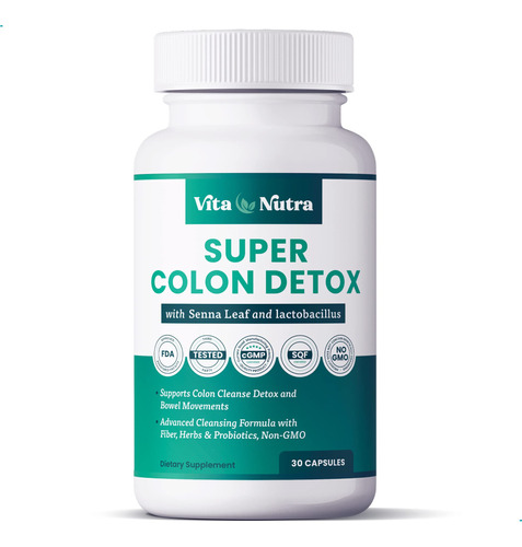 Vita Nutra Suavizante Y Limpieza De Heces Super Colon Detox