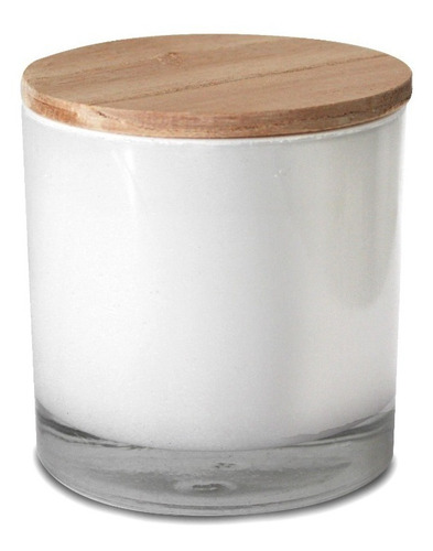 Imagen 2 de 5 de Vela En Vaso Pintado De Blanco Tapa De Madera Paraíso Mos