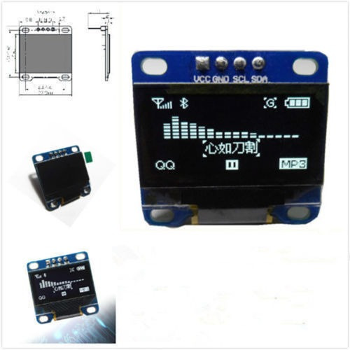 0,96  I2c Spi Cii 128 X 64 Lcd Oled Blanco Pantalla Led Módu