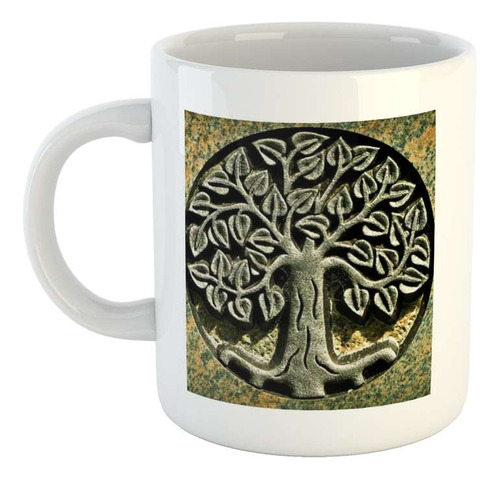 Taza Ceramica Arbol De La Vida Medallon Como Madera