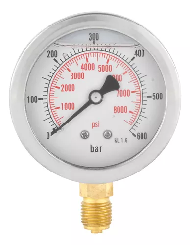 Manómetro Hidráulico De Presión De Agua 0-600bar G 1/4 63mm