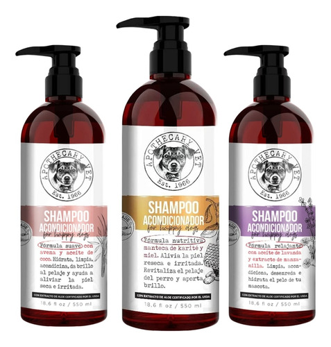 3 Shampoo Y Acondicionador Apothecary + Shampoo En Seco Gts 