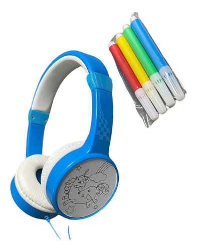 Audífonos De Niño Con Cable Y Stickers Para Colorear.