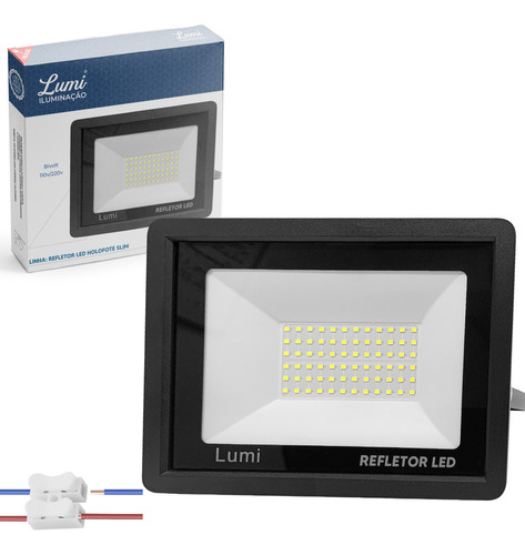 Kit 2 Refletor Lumi Led Super Slim 200w 6500k Bivolt Cor Da Luz Branco-frio Ip67