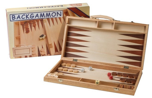 Juego De Mesa Backgammon Con Maletin Madera Bisonte