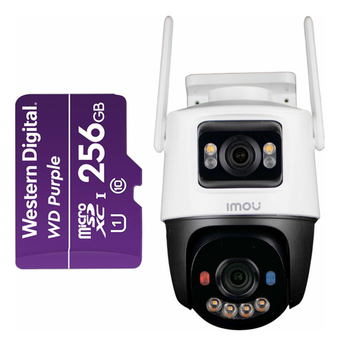 Kit Cronos Cámara De Seguridad Imou Ip Pt Ipc-s7xfn-8u0wed Wifi Cruiser Dual 8mp Imagen A Color 24/7 Audio Bidireccional Alarma Auto Tracking + Microsd 256gb + Accesorios Kit Cctv Ipc-s7xfn-plus-256