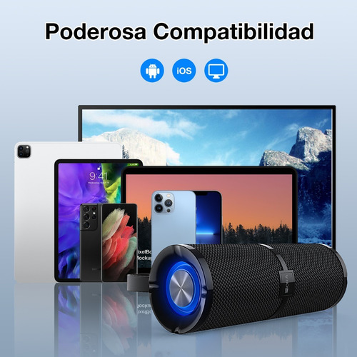 Alto-falante Bluetooth portátil, alto-falante sem fio BOC060 Bluetooth 5.1 de 1 hora com reprodução de som estéreo HD sem usar as mãos, AUX/Micro SD/TF/USB de 3,5 mm, preto