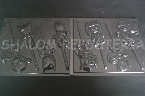 Imagen 1 de 4 de *kit 2 Moldes Paletas De Chocolate Super Heroes Cuties Pop