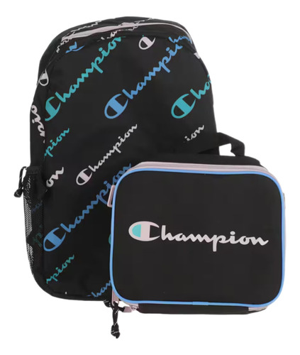 Mochila Champion Y Lonchera Incluida Escolar Azul Oscuro Liso