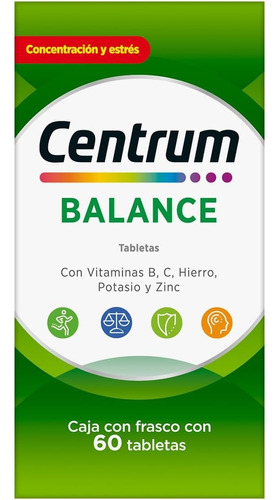 Multivitamínico Centrum Balance con Vitamina B Vitamina C Hierro Potasio y Zinc 3 Pack de 60 Tabletas