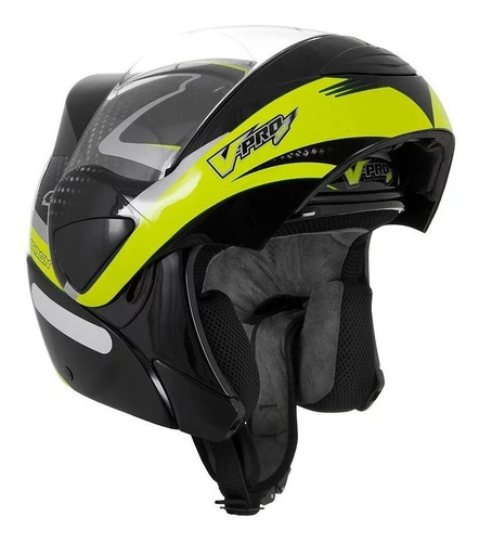 Capacete para moto  escamoteável Pro Tork V-Pro  Jet 2  preto e amarelo jet 2 tamanho 60 