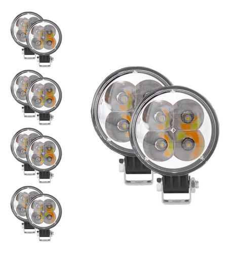 10 Faros 4 Leds Luz Blanca Y Ámbar C/estrobo Tunelight 12w