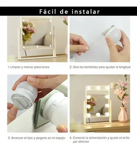 Luces De Espejo Led Regulables Con 10 Focos Led