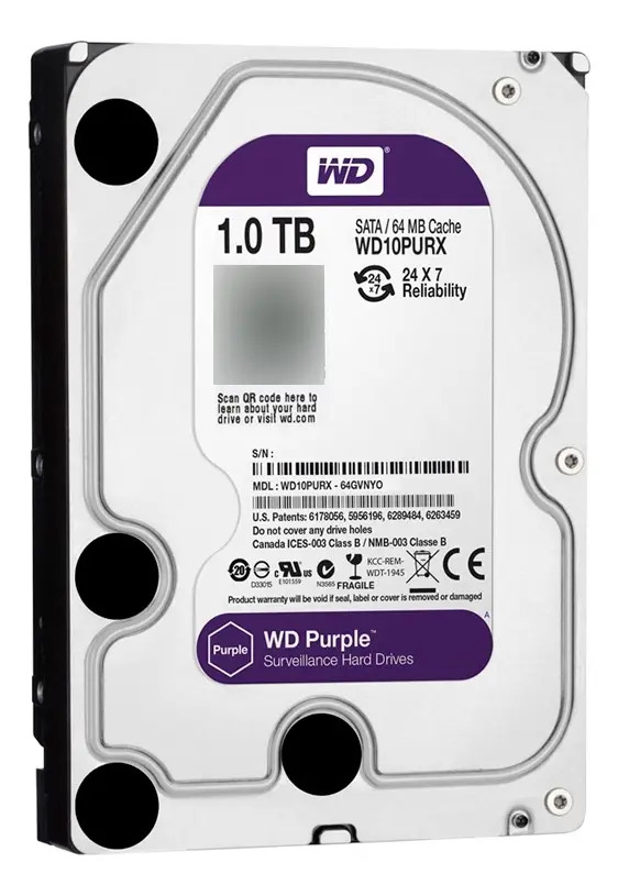 Foto do produto: Disco roxo de 1 TB para vigilância por vídeo 24 horas por dia, 7 dias por semana, 365 dias por semana em violeta