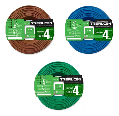 Cable 4mm Unipolar Trefilcon Pack 3 Rollos X 10mts C/u