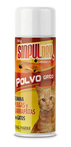 Polvo Antiparasitario Antipulgas Para Gatos Sinpul 100g Dry