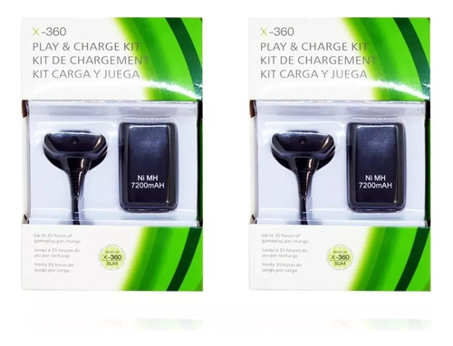 2x Kit Carga Y Juega Para Xbox 360, 4800 Mah Cable Y Batería