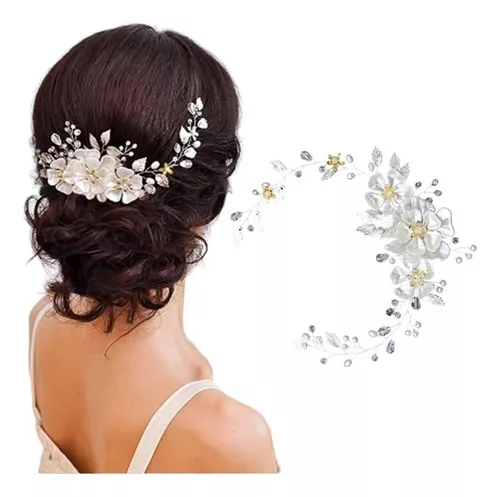 Peinetas Para El Pelo De Boda Doradas Y Plateadas, Peinetas De Cristal Para  Novias, Tocados De Novia Para Niñas, Tocados, Flores, Accesorios Para El  Cabello De 18,27 €