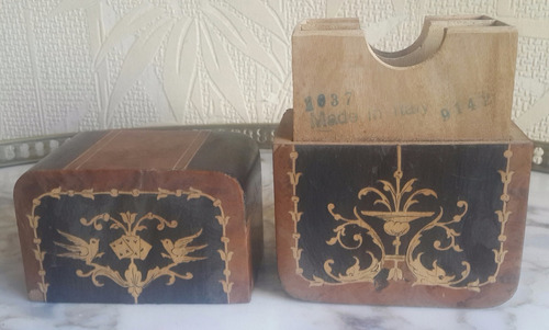 Antigua Caja Naipes Gran Trabajo Marqueterie Sellada Italy