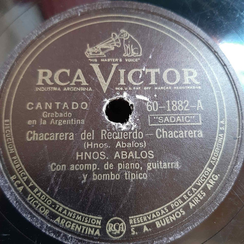 Pasta Hnos Abalos Piano Guitarra Rca Victor 601882 C2