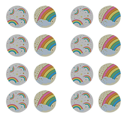 Stickers Autoadhesivos Arcoíris Estrellas X 10 Unidades