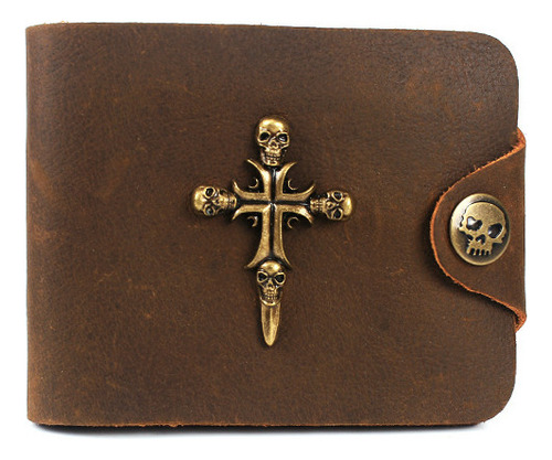 Cartera Retro Dark Gothic Punk Cross Para Hombre