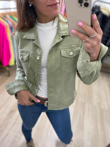 Campera De Jean Blanca Negra Rosa Verde Mujer The Big Shop
