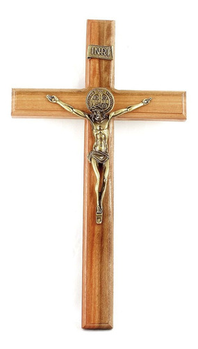 Crucifixo Com Medalha De São Bento Para Parede - 35cm
