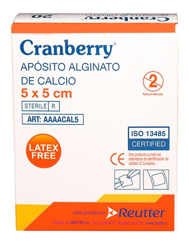 Apósito Alginato De Calcio 5x5 Cranberry - Pack De 5 Unid