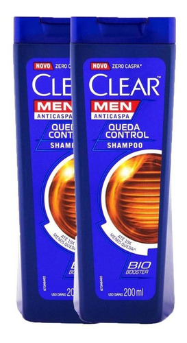 Kit Com 2 Shampoos Anticaspa Clear Men Queda Control 200ml