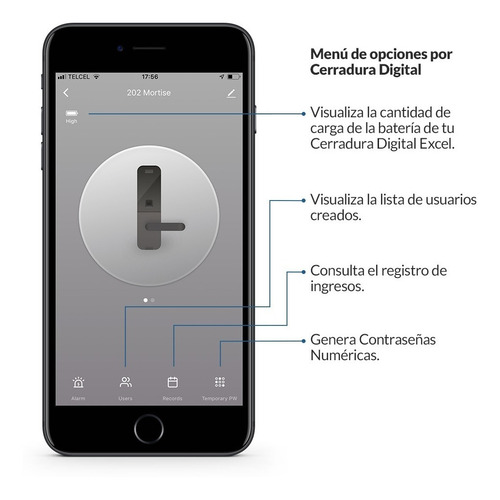 Cerradura Wifi Con Huella Digital Excel 202 (tubular)