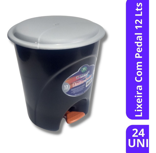 Lixeira Com Pedal Plástica Banheiro Cozinha 12lts C/ 24 Uni