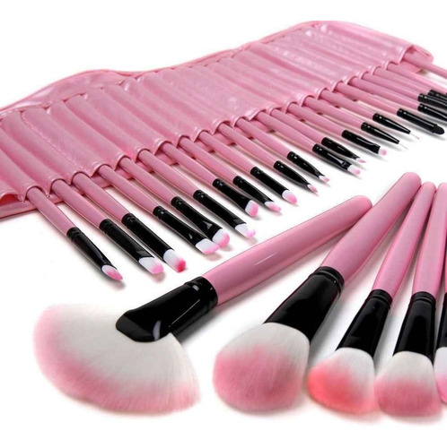 Brochas De Maquillaje Profesional (32 Unidades Rosa)