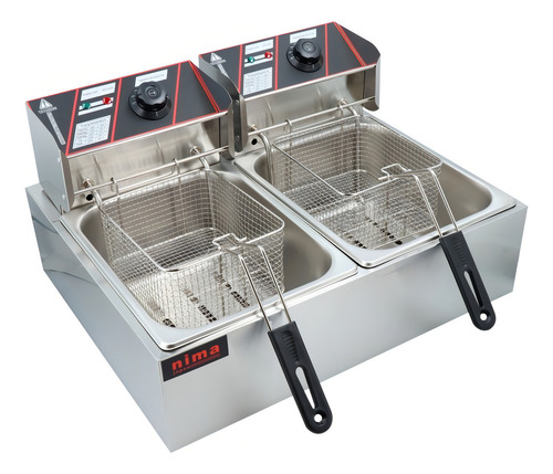 Fritador Comercial Electrico Doble 12 Lts Acero Inoxidable Color Plateado